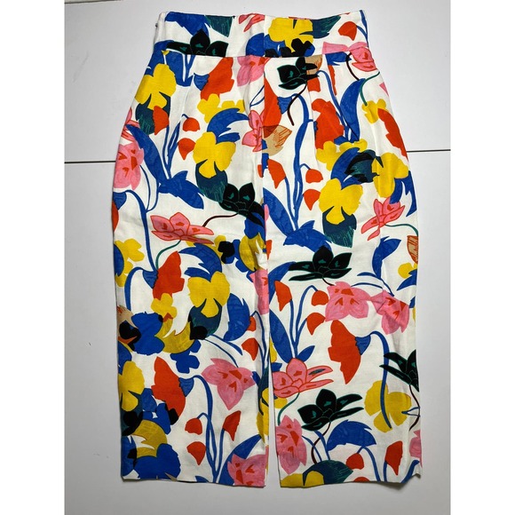J Crew Sz 2 Morning Floral Pintucked Midi Skirt Abstract Colorful A Line Pencil - Picture 9 of 11
